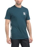 KARL LAGERFELD PARIS Vertical And Chest Logo Tee-Emerald#1001037110
