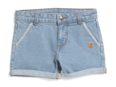 CARHARTT Big Girls Rugged Flex Denim Shorts - light wash #1001088332
