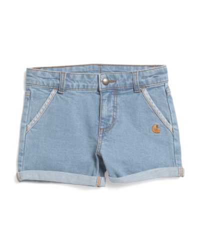 CARHARTT Big Girls Rugged Flex Denim Shorts - light wash #1001088332 - Image 1