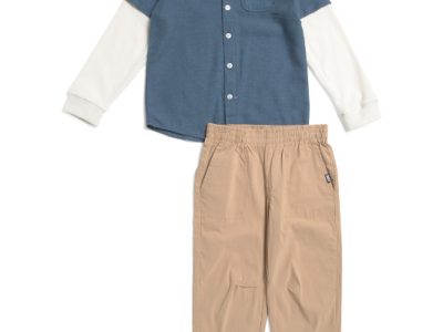 DKNY Boys 2pc Flannel Shirt And Pants Set - midnight blue #1001085989