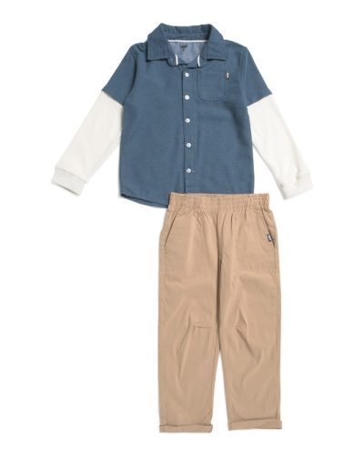 DKNY Boys 2pc Flannel Shirt And Pants Set - midnight blue #1001085989 - Image 1