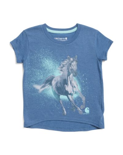 CARHARTT Toddler Girls Running Horse Tee - BLUE HEATHER #1001055145 - Image 1