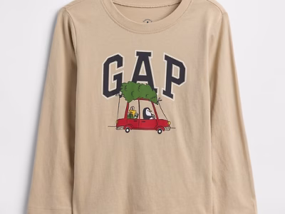 babyGap Graphic T-Shirt-Ivory Cream Frost Christmas Tree Car