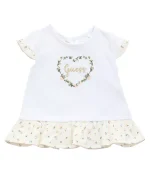 GUESS Baby Girls 3-Piece Short Sleeve T-Shirt, Shorts, and Bucket Hat Set - White - Image 4