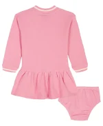 Tommy Hilfiger Baby Girls 2-Piece Striped Baseball Collar Dress and Bloomers Set-Pink - Image 3