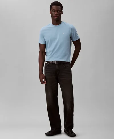 Calvin Klein Men's Solid Crewneck T-Shirt-Smoke Blue - Image 4