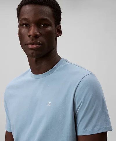 Calvin Klein Men's Solid Crewneck T-Shirt-Smoke Blue - Image 2