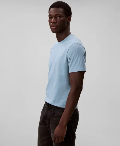 Calvin Klein Men's Solid Crewneck T-Shirt-Smoke Blue - Image 3