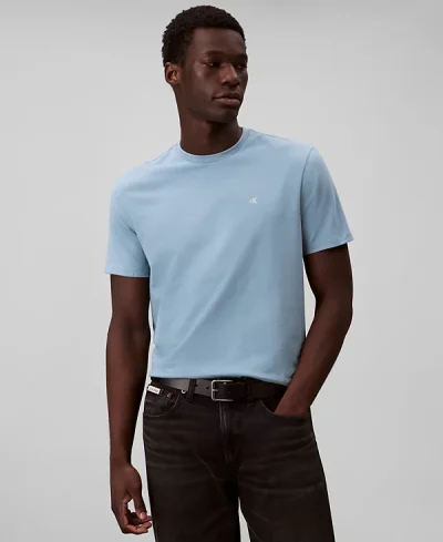 Calvin Klein Men's Solid Crewneck T-Shirt-Smoke Blue - Image 1