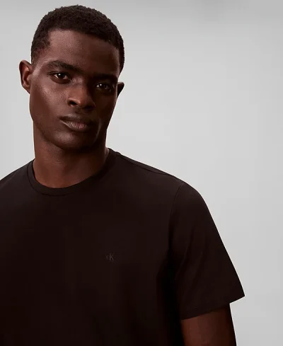 Calvin Klein Men's Solid Crewneck T-Shirt-Black - Image 2
