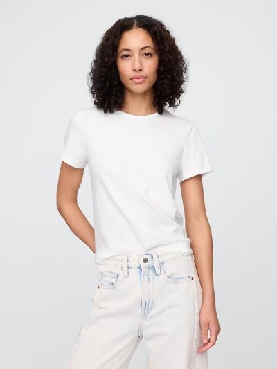 Favorite Stripe Crewneck T-Shirt- White - Image 1