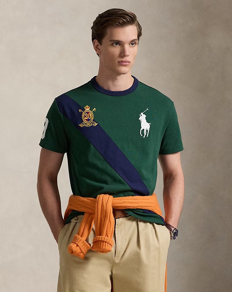 6113799209451457653 Men Big Pony 20th Anniversary T-Shirt-Vintage Pine/Newport Navy - Image 1