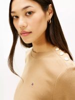 Gold-Button Crewneck T-Shirt-Safari Canvas - Image 2