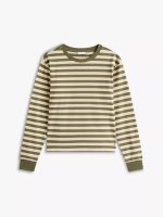 Long-Sleeve Stripe Crewneck T-Shirt Women -Utility Olive #XW06017 - Image 2