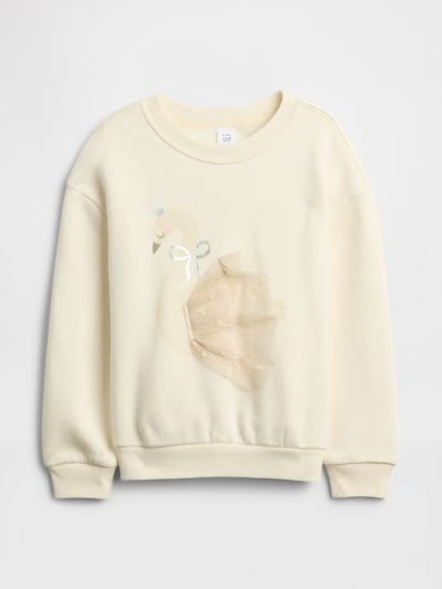 babyGap Graphic Sweatshirt - Ivory Cream Frost Swan - Image 1
