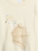 babyGap Graphic Sweatshirt - Ivory Cream Frost Swan - Image 2