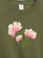 babyGap Graphic Sweatshirt - Army Jacket Green Floral - Image 2