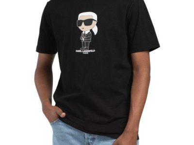 KARL LAGERFELD PARIS Little Character With Printed Studded Blazer Tee - Black