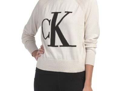 CALVIN KLEIN JEANS Long Sleeve Monogram Sweatshirt - Chalk