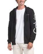CALVIN KLEIN Long Sleeve Traveling Logo Full Zip Hoodie - Black