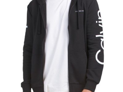 CALVIN KLEIN Long Sleeve Traveling Logo Full Zip Hoodie - Black