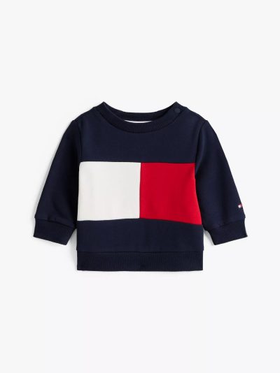 Babies' Flag Logo Stretch Sweatshirt - Dark Blue #KN02119 - Image 1