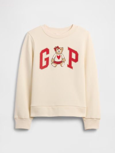 Girl Kids Gap Graphic Sweatshirt - Ivory Cream Frost - Image 2