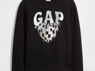 Girl Kids Gap Graphic Sweatshirt - Disco Ball Silver