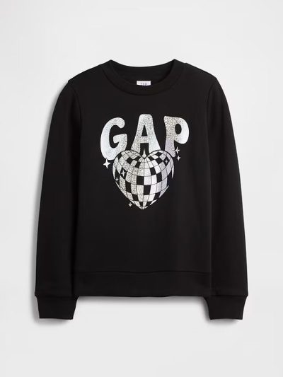 Girl Kids Gap Graphic Sweatshirt - Disco Ball Silver - Image 1