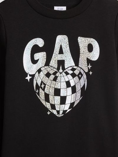 Girl Kids Gap Graphic Sweatshirt - Disco Ball Silver - Image 2