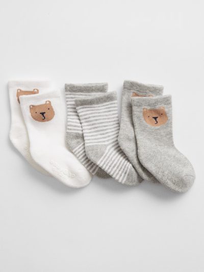 Baby Brannan Crew Socks (3-Pack) - Gray And White Marl - Image 1