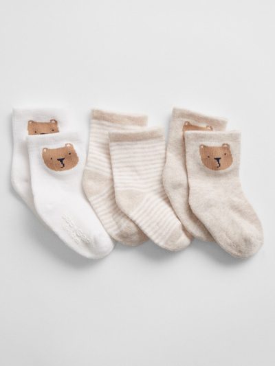 Baby Brannan Crew Socks (3-Pack) - Cream And Beige - Image 1