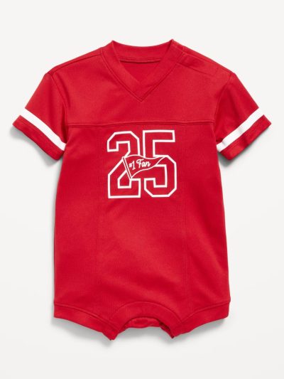 Football Jersey One-Piece Romper for Baby -  Robbie Red - Image 1