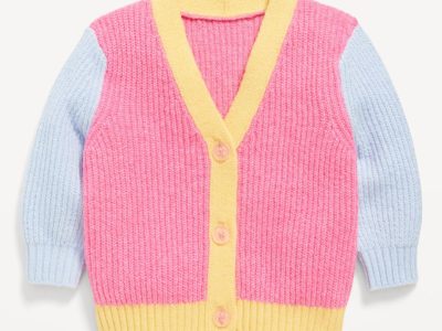 SoSoft Color-Block Cardigan Sweater for Baby - Pink Colorblock