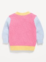 SoSoft Color-Block Cardigan Sweater for Baby - Pink Colorblock - Image 2