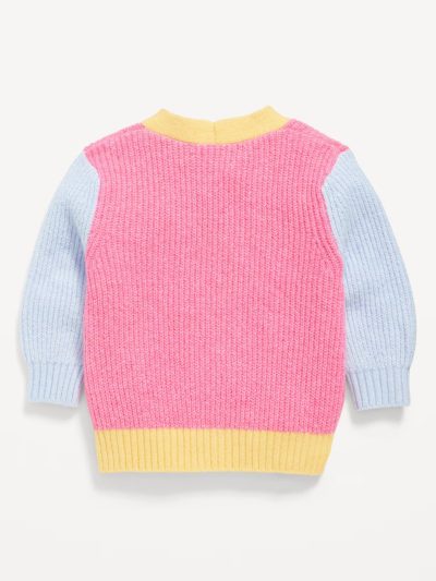 SoSoft Color-Block Cardigan Sweater for Baby - Pink Colorblock - Image 2