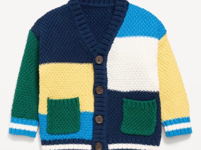 Color-Block Cardigan Sweater for Baby - Blue Colorblock