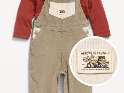 Long-Sleeve T-Shirt and Corduroy Overalls Set for Baby - Sand Dollar