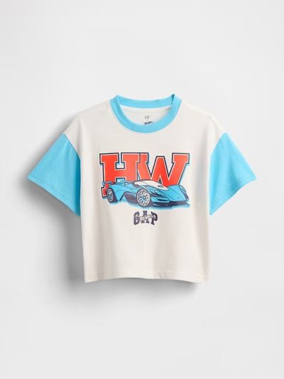 Baby & Toddler Oversized Hot Wheels Graphic T-Shirt - New Off White - Image 1