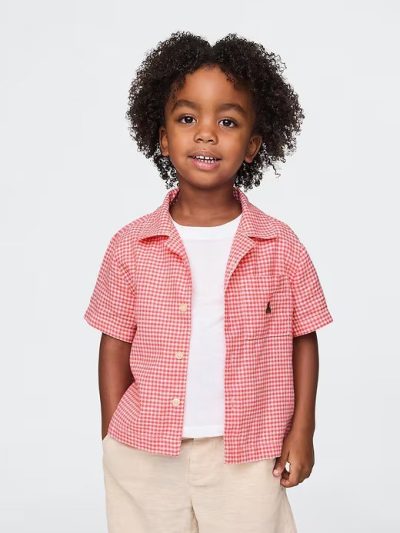 Baby & Toddler Linen-Cotton Cabana Shirt - Sassy Pink - Image 1