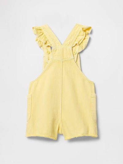 Baby & Toddler UltraSoft Ruffle Denim Shortalls - Pale Banana Yellow - Image 4