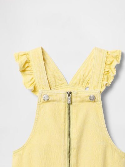 Baby & Toddler UltraSoft Ruffle Denim Shortalls - Pale Banana Yellow - Image 3