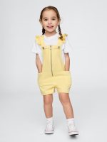 Baby & Toddler UltraSoft Ruffle Denim Shortalls - Pale Banana Yellow