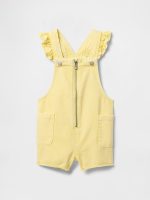 Baby & Toddler UltraSoft Ruffle Denim Shortalls - Pale Banana Yellow - Image 2