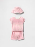 Baby Organic Cotton Three-Piece Outfit Set - Pink Stripe