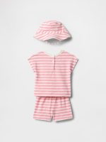 Baby Organic Cotton Three-Piece Outfit Set - Pink Stripe - Image 2