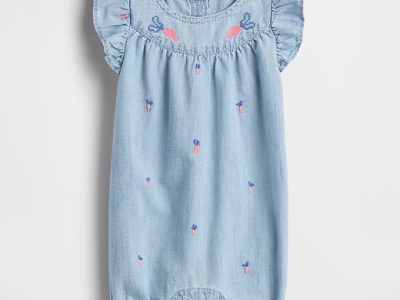 Baby Peter Rabbit™ Chambray Shorty One-Piece - Chambray Carrot