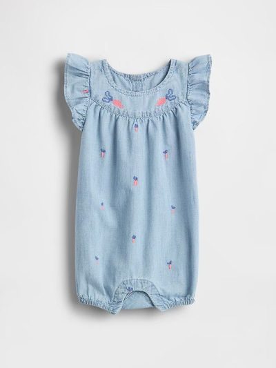 Baby Peter Rabbit™ Chambray Shorty One-Piece - Chambray Carrot - Image 1