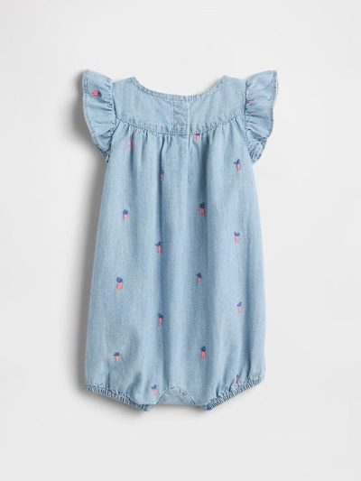 Baby Peter Rabbit™ Chambray Shorty One-Piece - Chambray Carrot - Image 2