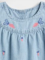 Baby Peter Rabbit™ Chambray Shorty One-Piece - Chambray Carrot - Image 3